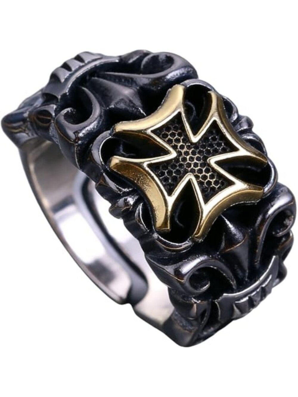 Sterling Silver Adjustable Open Hug Ring for Men Vintage Style Gift